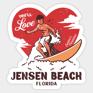 Vintage Surfing You'll Love Jensen Beach, Florida // Retro Surfer's Paradise Sticker